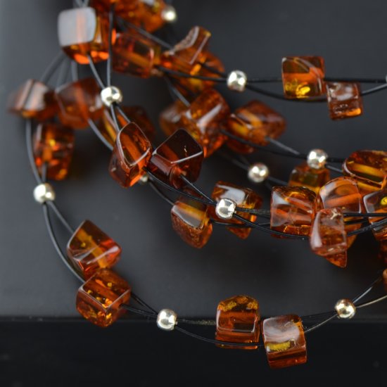 dark cognac amber bracelet with wire